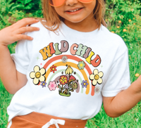 
              Boho wild child mushroom and rainbow girls graphic shirt
            
