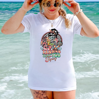 Tanned tatted tipsy women's graphic tee.