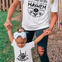 Mayhem Mother and kids matching t-shirts