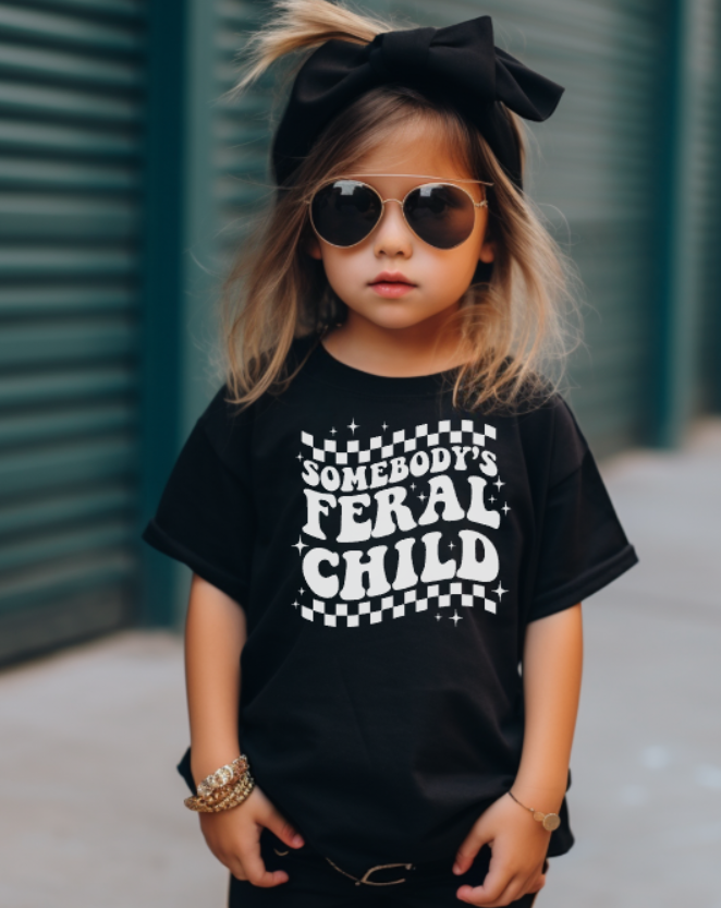 Feral child kids sarcastic graphic tee