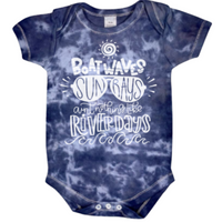 
              Boat waves river days unisex baby tie dyed bodysuit for summer. 
            