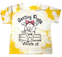 
              toddler bleached t-shirt, kids shirt, getting piggy with it print
            