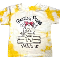 toddler bleached t-shirt, kids shirt, getting piggy with it print