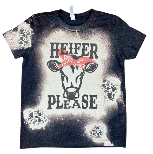 kids bleached t-shirt, heifer please funny cow design, toddler shirt, youth clothing