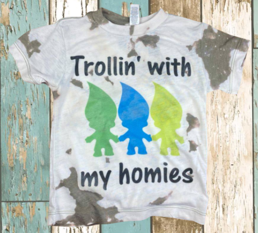trollin with my homies kids bleached shirt, toddler shirt, kids graphic tee